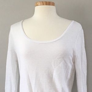 Ann Taylor Loft, White 3/4 Sleeved White Top